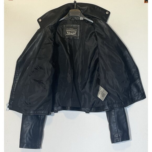 Levi's Black Faux Leather Asymmetrical Zip Motorcycle Moto Jacket - Picture 5 of 16